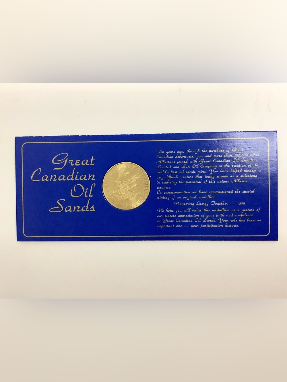 Vintage Collectible 1975 Great Canadian Oil Sands Commemorative Coin